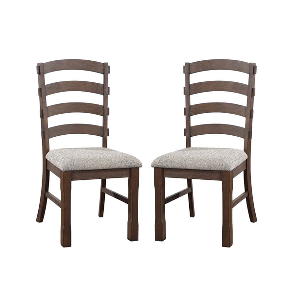 English Elm Set of 2 Padded Side Chairs Gray Fabric Upholstered Seats with Rustic Brown Wood Frame, Durable Elegance B016P323334