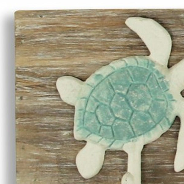 Homeroots Coastal Sea Turtle Five Hook Coat Hanger  Wood 401803