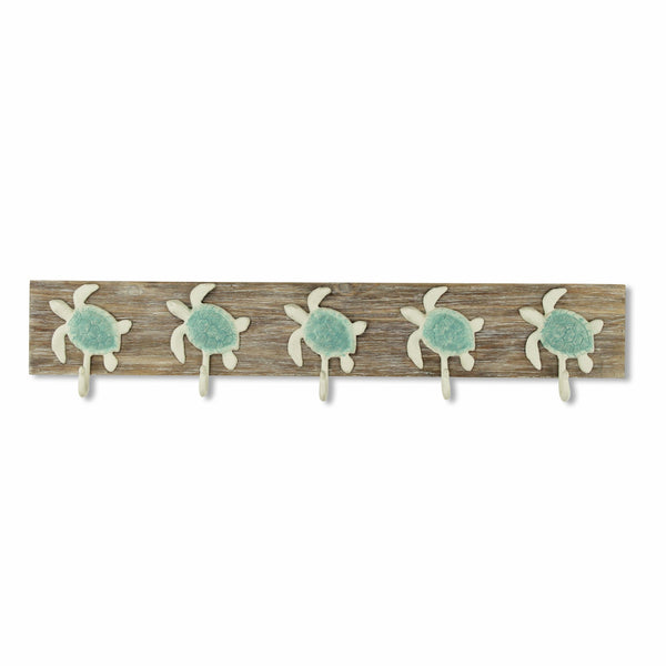 Homeroots Coastal Sea Turtle Five Hook Coat Hanger  Wood 401803