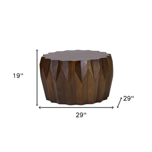 HomeRoots 29" Solid Mango Wood Octagon Coffee Table - Unique Geometric Design, Warm Brown Finish, Versatile Style 401811