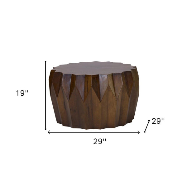 HomeRoots 29" Solid Mango Wood Octagon Coffee Table - Unique Geometric Design, Warm Brown Finish, Versatile Style 401811