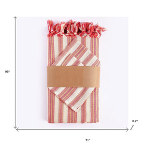 Homeroots Boho Sunset Color Striped Tablecloth Set  Cotton 401813