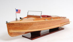 HomeRoots 15" Vintage Chris-Craft Runabout Boat Sculpture – Handcrafted Cedar & Mahogany Model for Display 401829