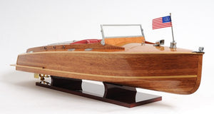 HomeRoots 15" Vintage Chris-Craft Runabout Boat Sculpture – Handcrafted Cedar & Mahogany Model for Display 401829
