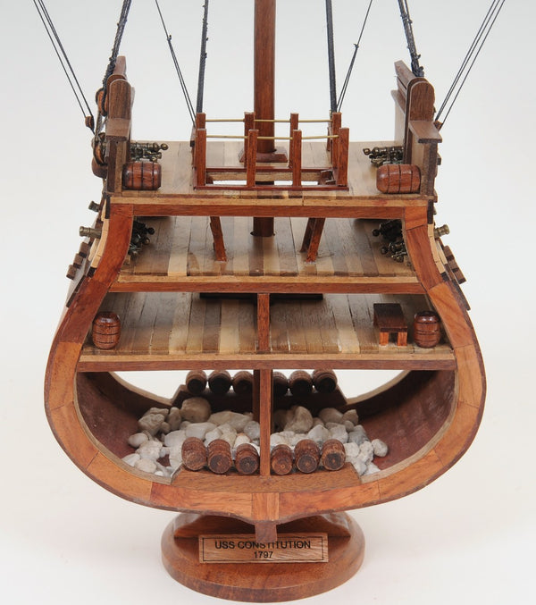 Homeroots 34" Brown Boat Model Sculpture  Solid Wood 401832