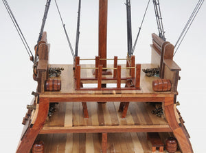 Homeroots 34" Brown Boat Model Sculpture  Solid Wood 401832