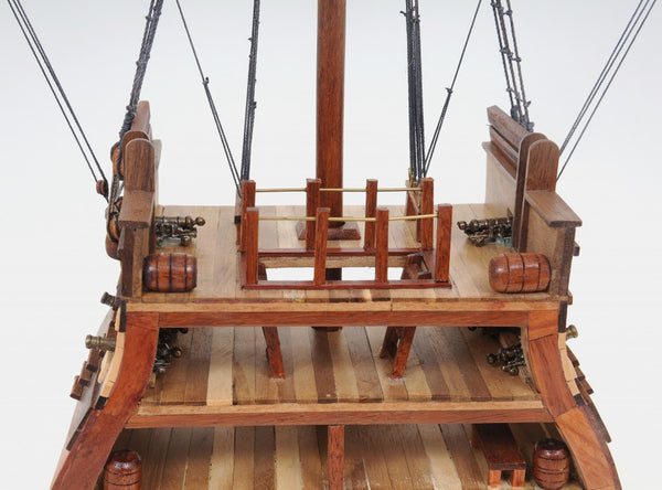 Homeroots 34" Brown Boat Model Sculpture  Solid Wood 401832