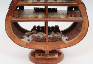 Homeroots 34" Brown Boat Model Sculpture  Solid Wood 401832