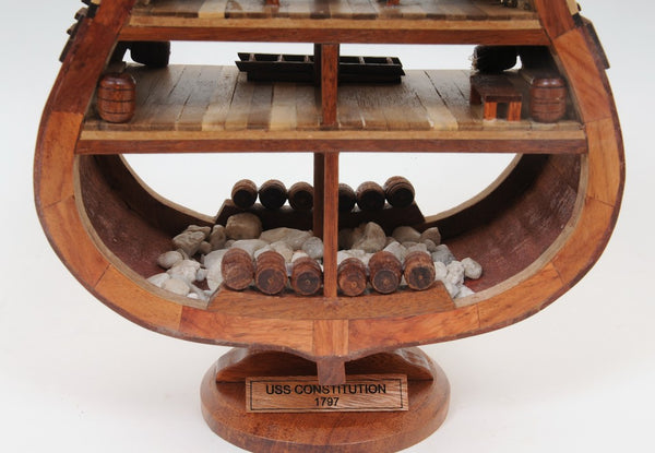 Homeroots 34" Brown Boat Model Sculpture  Solid Wood 401832