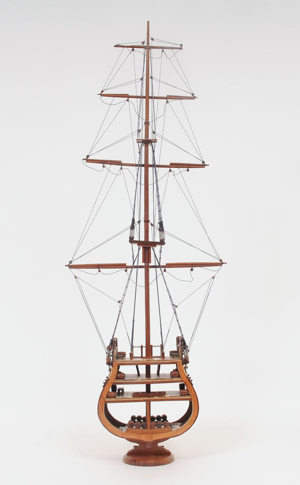 Homeroots 34" Brown Boat Model Sculpture  Solid Wood 401832