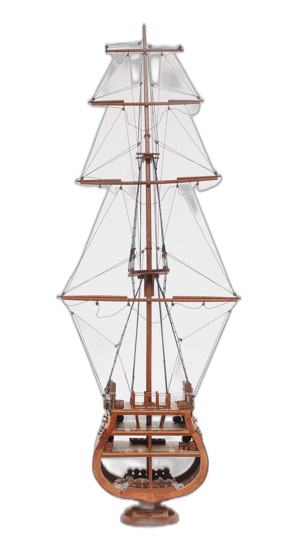 Homeroots 34" Brown Boat Model Sculpture  Solid Wood 401832