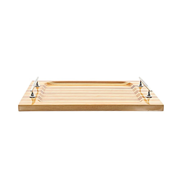 HomeRoots 15" Brown and Natural Solid Wood Serving Tray with Handles - Elegant Mid-Century Nautical Charm! 401834