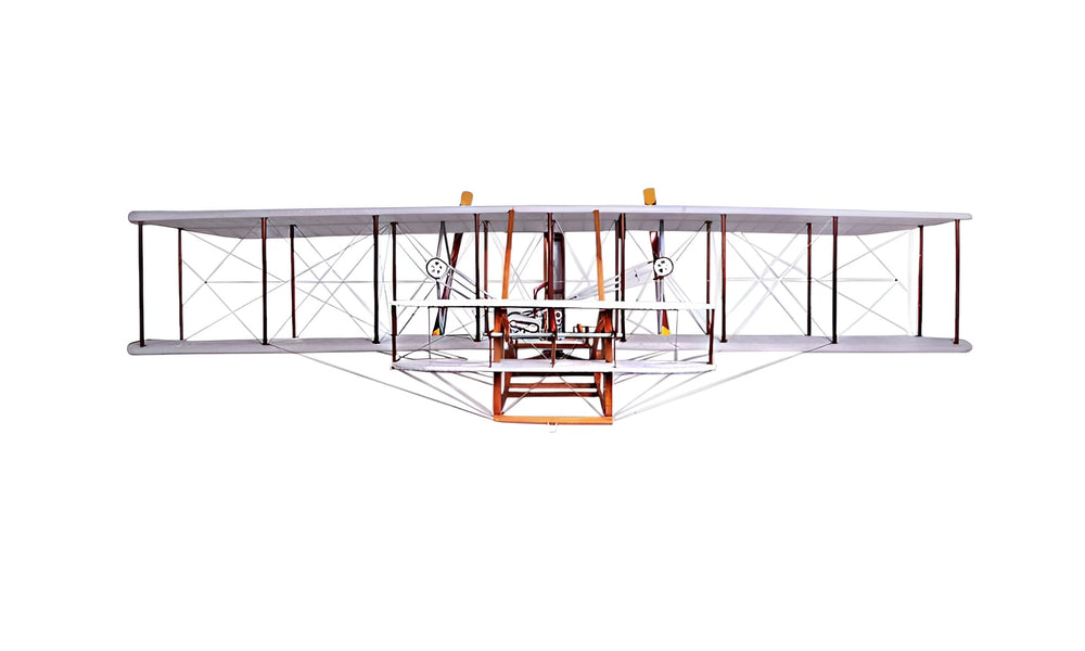 Homeroots 24" Brown And White Solid Wood Hand Painted Model Airplane Tabletop Sculpture  Solid Wood 401835