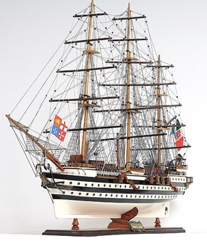 HomeRoots 32" Hand-Painted Black and White Solid Wood Amerigo Vespucci Model Boat - Nautical Home Decor Piece 401836