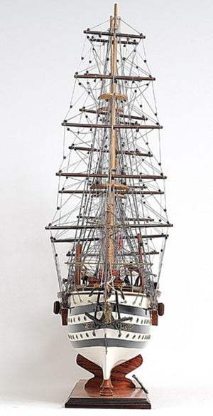 HomeRoots 32" Hand-Painted Black and White Solid Wood Amerigo Vespucci Model Boat - Nautical Home Decor Piece 401836