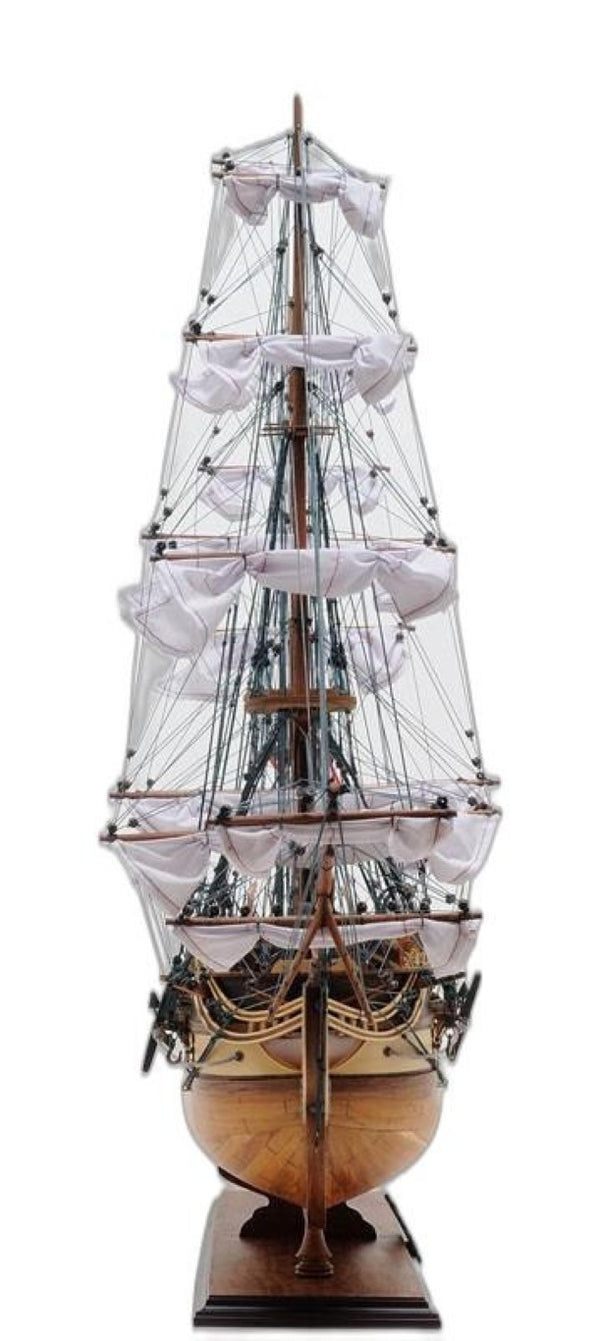 31 Inch Handcrafted Wooden Sailboat Replica Decorative Nautical Accent for Coastal Homes