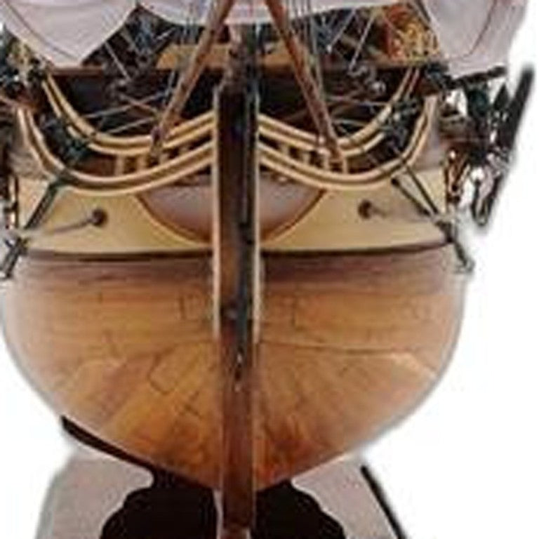 31 Inch Handcrafted Wooden Sailboat Replica Decorative Nautical Accent for Coastal Homes
