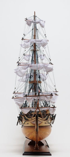 31 Inch Handcrafted Wooden Sailboat Replica Decorative Nautical Accent for Coastal Homes