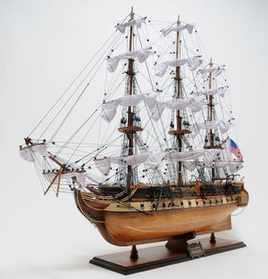 31 Inch Handcrafted Wooden Sailboat Replica Decorative Nautical Accent for Coastal Homes