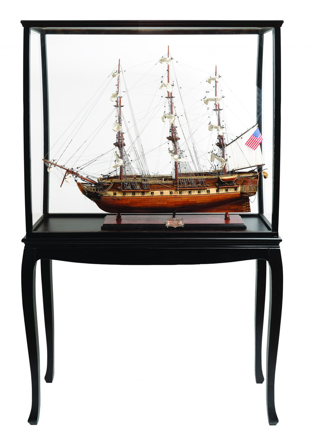 Homeroots 69" Solid Wood Hand Painted 1797 Uss Constitution Large Floor Display Case Model Boat  Solid Wood 401839