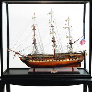 HomeRoots 69" Hand-Painted USS Constitution Model Boat in Solid Wood Case – Stunning Nautical Display Piece! 401839