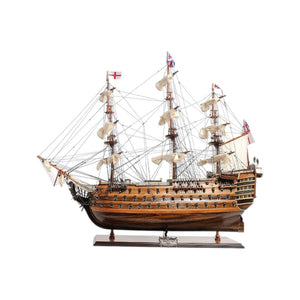 HomeRoots 27" Hand-Painted Solid Wood Model Boat Sculpture - Nautical Charm for Home Décor & Collectors 401842
