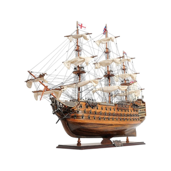 HomeRoots 27" Hand-Painted Solid Wood Model Boat Sculpture - Nautical Charm for Home Décor & Collectors 401842