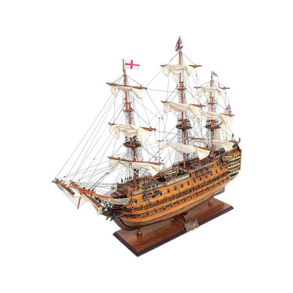 HomeRoots 27" Hand-Painted Solid Wood Model Boat Sculpture - Nautical Charm for Home Décor & Collectors 401842