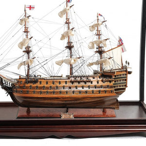 HomeRoots 39" Hand-Painted HMS Victory Solid Wood Model Boat – Classic Nautical Décor for Home or Office Display 401846