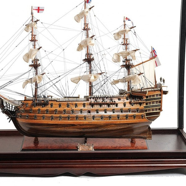 HomeRoots 39" Hand-Painted HMS Victory Solid Wood Model Boat – Classic Nautical Décor for Home or Office Display 401846