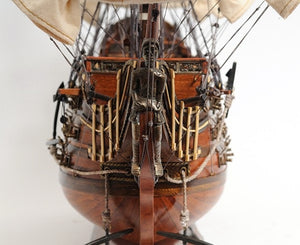 36 Inch Handcrafted Solid Wood Decorative Sailing Vessel Nautical Home Accent Brown