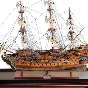 Homeroots 39" Wood Brown San Felipe Large Table Top Display Hand Painted Decorative Boat  Solid Wood 401849