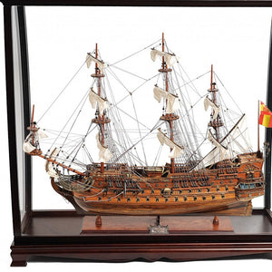 Homeroots 39" Wood Brown San Felipe Large Table Top Display Hand Painted Decorative Boat  Solid Wood 401849