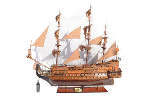 82 Inch Handcrafted Solid Wood Decorative Sailboat Sculpture Coastal Nautical Accent
