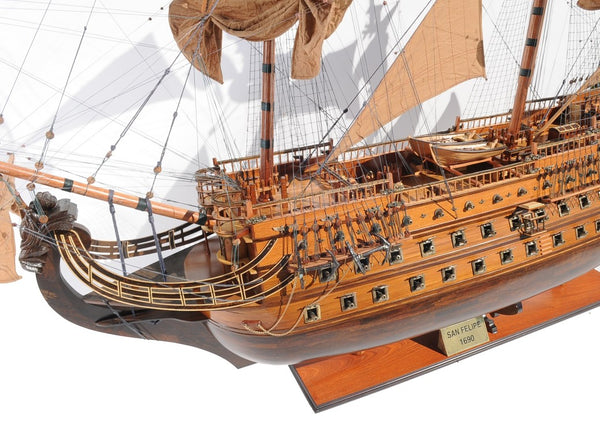 82 Inch Handcrafted Solid Wood Decorative Sailboat Sculpture Coastal Nautical Accent