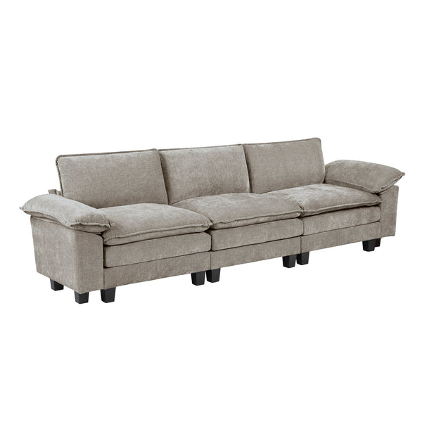 English Elm Modern Sofa Plush Chenille Comfort with High-Density Foam & Pocket Coils, Reversible Cushions, Durable Frame Brown Gray,Pewter 34.5 L x 29 W x 8.5 H B011S01814