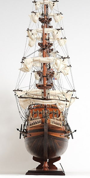 Homeroots 33" Wood Brown Sovereign Of The Seas Hand Painted Boat Sculpture  Solid Wood 401855