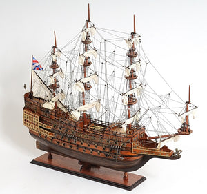 Homeroots 33" Wood Brown Sovereign Of The Seas Hand Painted Boat Sculpture  Solid Wood 401855