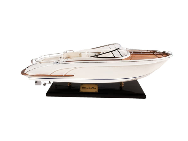 Homeroots 11" White Wood Yacht Model Sculpture  Solid Wood 401856
