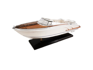 Homeroots 11" White Wood Yacht Model Sculpture  Solid Wood 401856