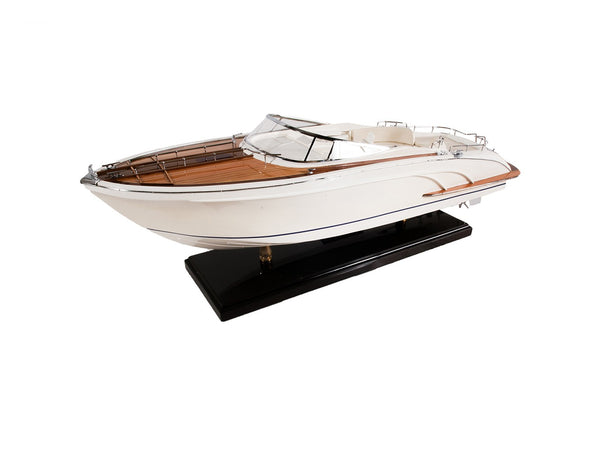 Homeroots 11" White Wood Yacht Model Sculpture  Solid Wood 401856