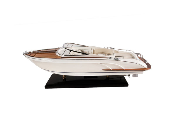 Homeroots 11" White Wood Yacht Model Sculpture  Solid Wood 401856