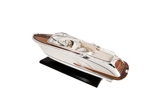 Homeroots 11" White Wood Yacht Model Sculpture  Solid Wood 401856