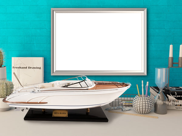 Homeroots 11" White Wood Yacht Model Sculpture  Solid Wood 401856