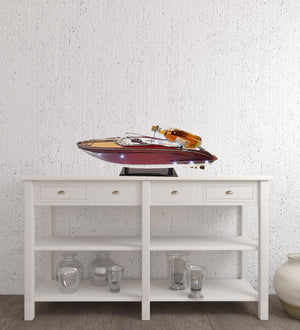 Homeroots 11" Wooden Wood Boat Sculpture And Wine Holder With Led Lights  Solid Wood 401857