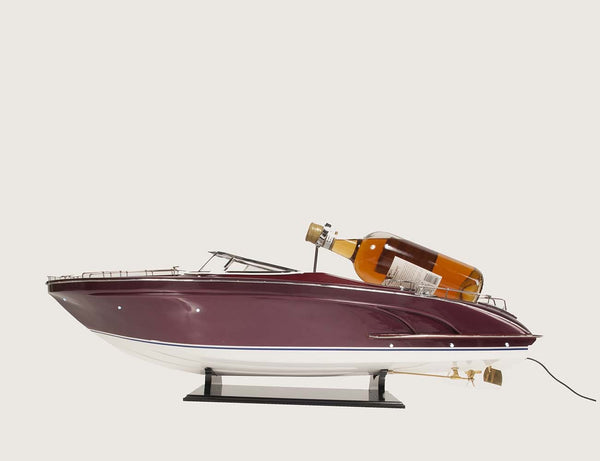 Homeroots 11" Wooden Wood Boat Sculpture And Wine Holder With Led Lights  Solid Wood 401857