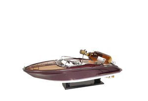 Homeroots 11" Wooden Wood Boat Sculpture And Wine Holder With Led Lights  Solid Wood 401857