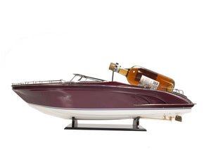 Homeroots 11" Wooden Wood Boat Sculpture And Wine Holder With Led Lights  Solid Wood 401857