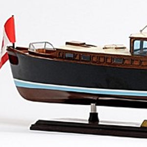 Homeroots 13" Black Brown And Ivory Hand Painted Decorative Boat Model  Solid Wood 401858