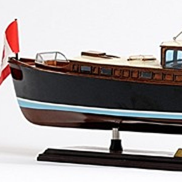 Homeroots 13" Black Brown And Ivory Hand Painted Decorative Boat Model  Solid Wood 401858